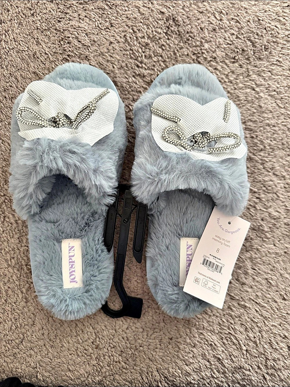 Joyspun Womens Bow Slide Slippers Blue US 8 NWT